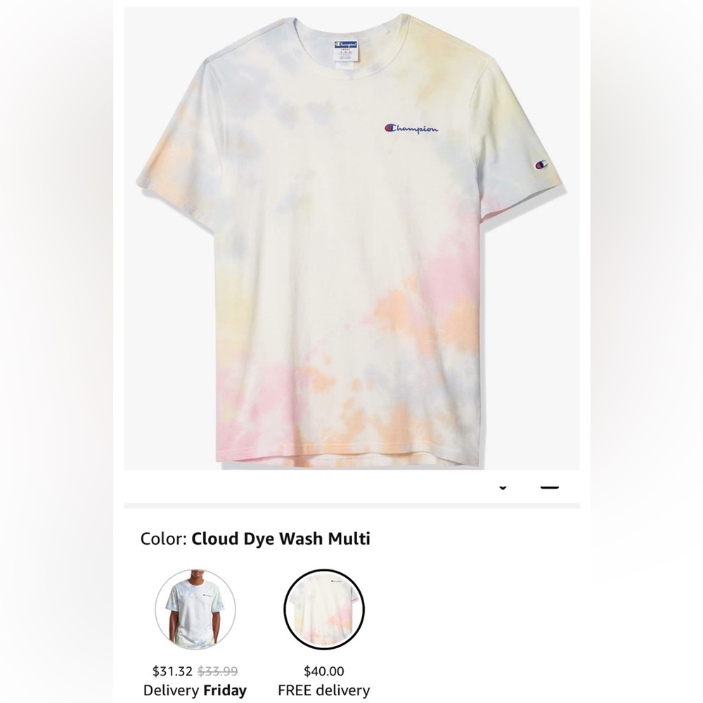 Champion Cloud Dye Wash Multi T-Shirt 👕